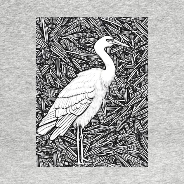 LONELY CRANE BLACK AND WHITE by HTA DESIGNS